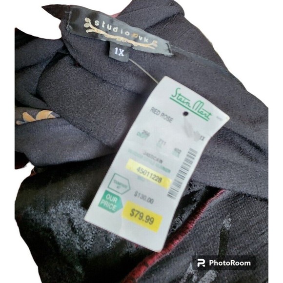 Embroidered Lace Velvet Burn Out Open Fron Kimono Style Top Size 1X NWT - Picture 8 of 10